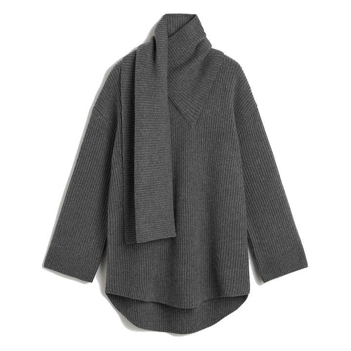 Long Scarf Knit Dark Gray Melange