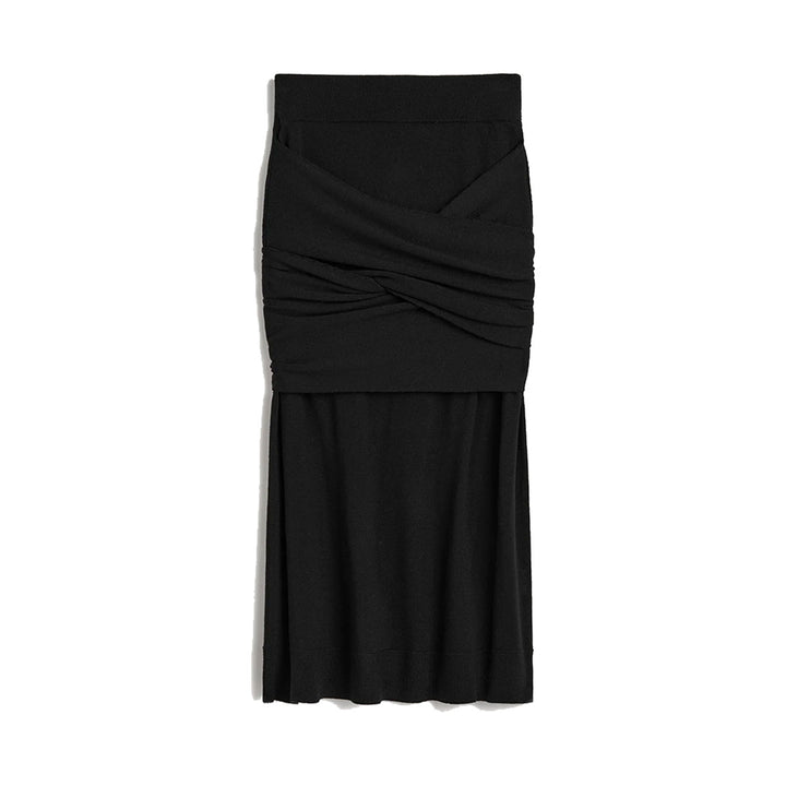 Draped fine knit skirt black