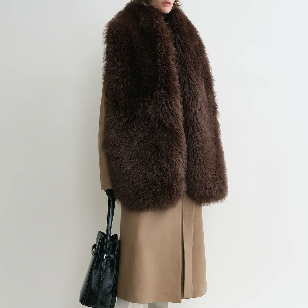 Faux fur stole beaver brown