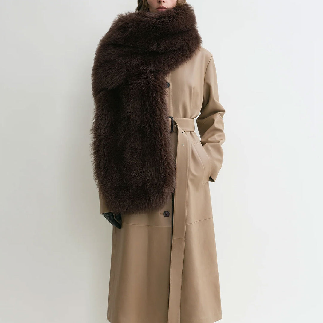 FAUX FUR STOLE BEAVER BROWN