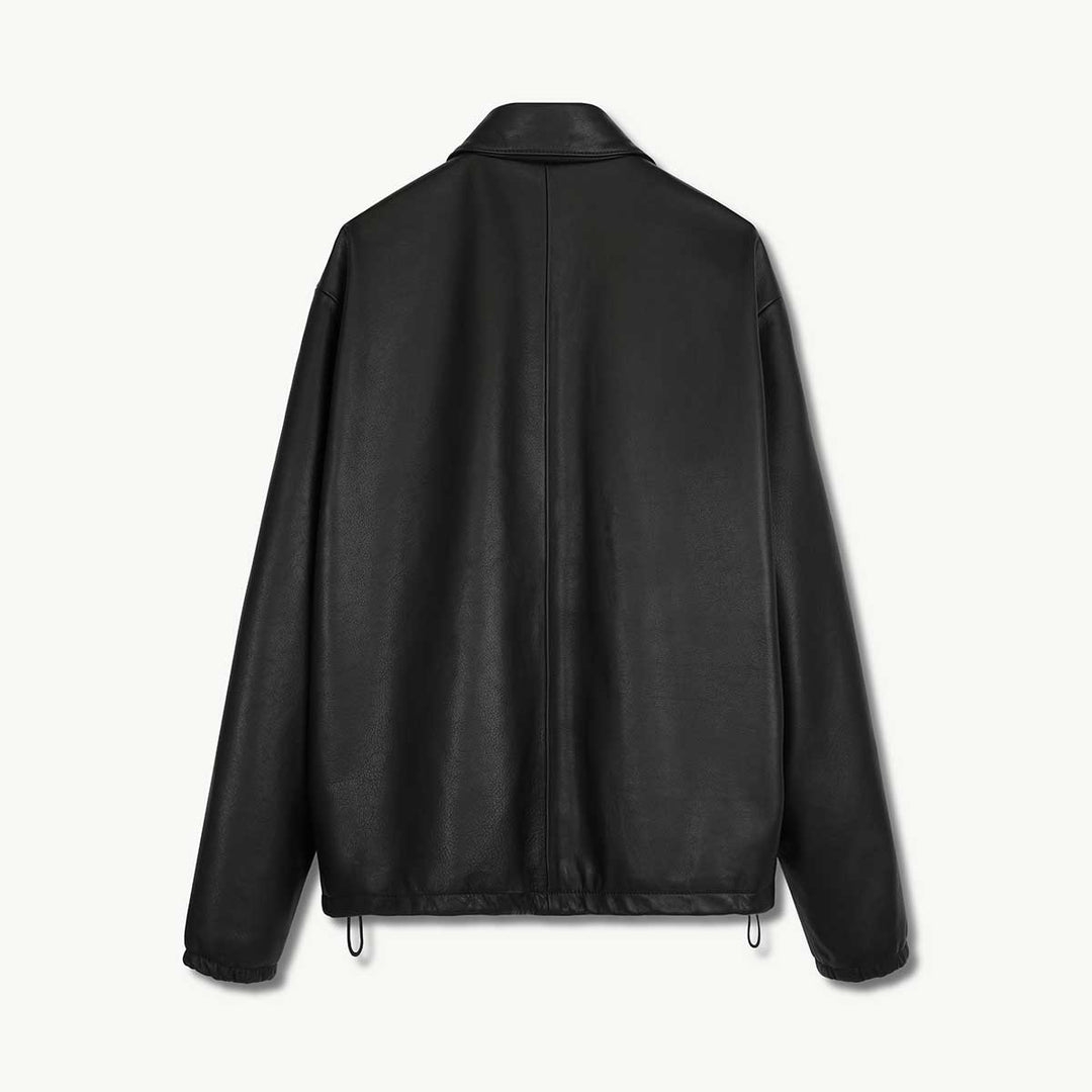 Minimal Leather Bomber Jacket in Calfskin