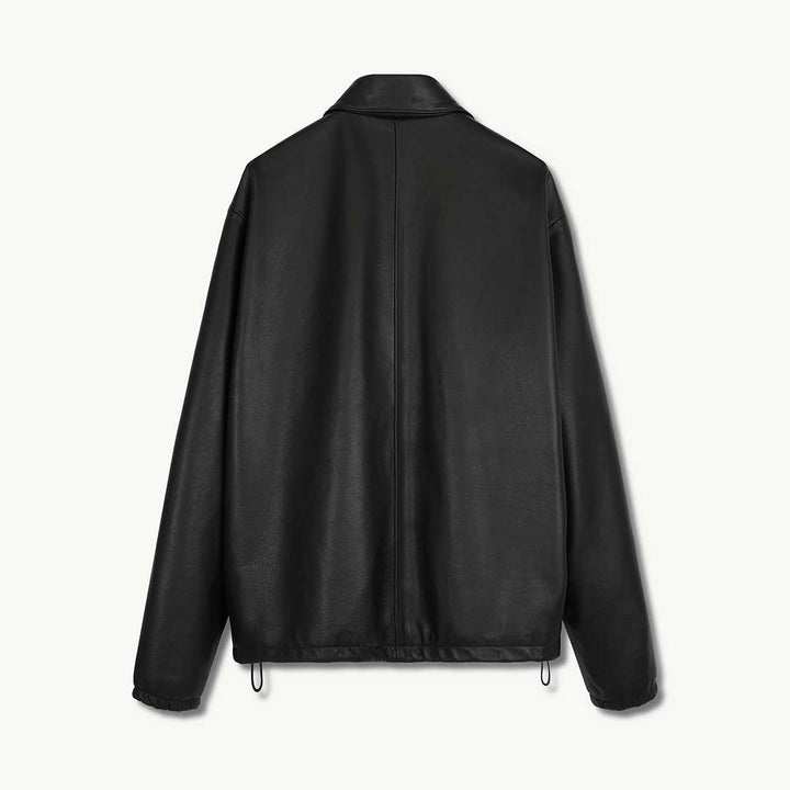 Minimal Leather Bomber Jacket in Calfskin