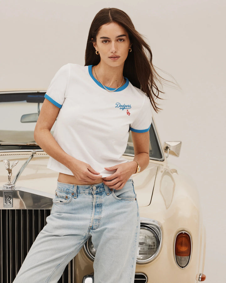 Dodgers Serif Ringer Tee