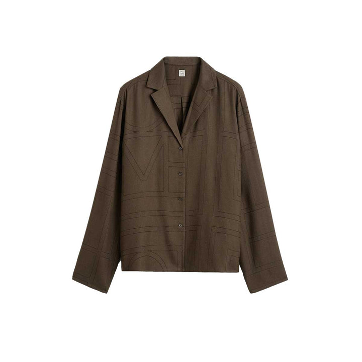 Monogram flannel pj top