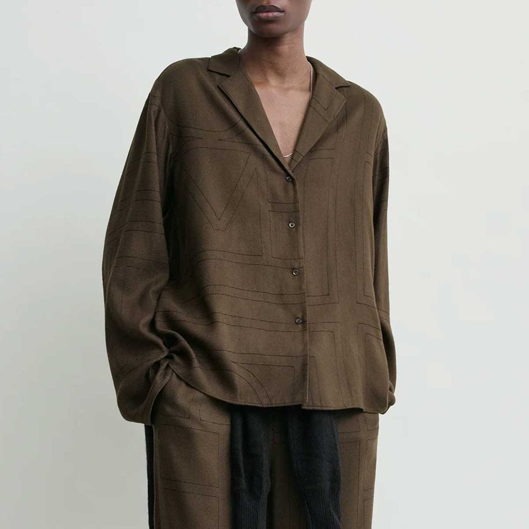 Monogram flannel pj top