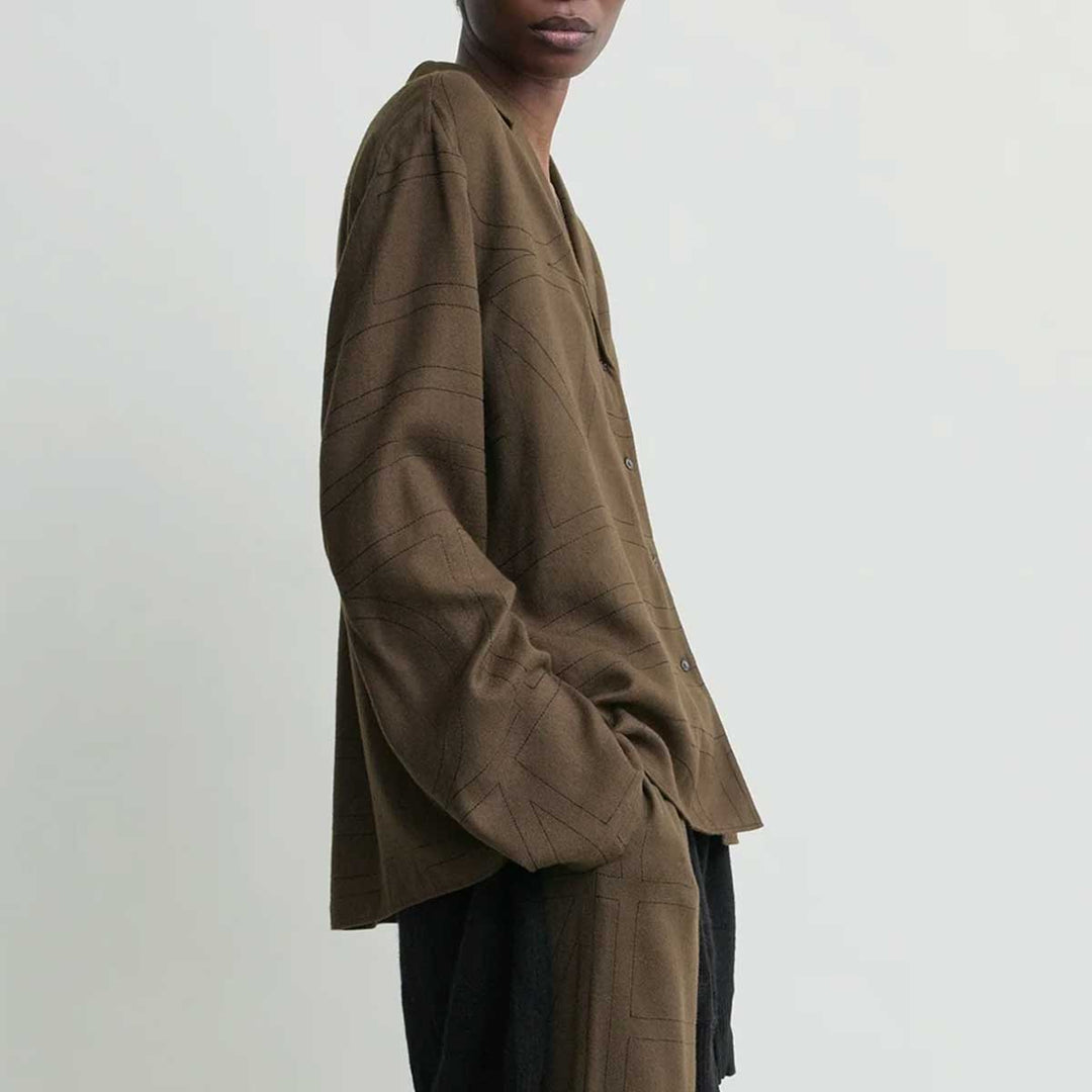 Monogram flannel pj top