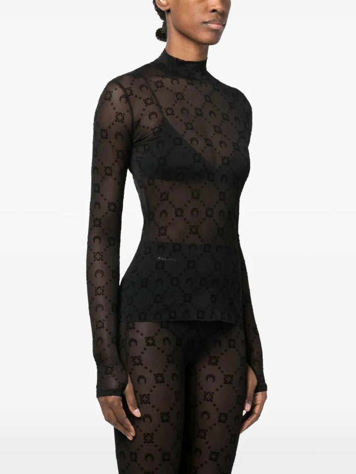 Marine Serre - Recycled Mesh Flock Second Skin Highneck Top