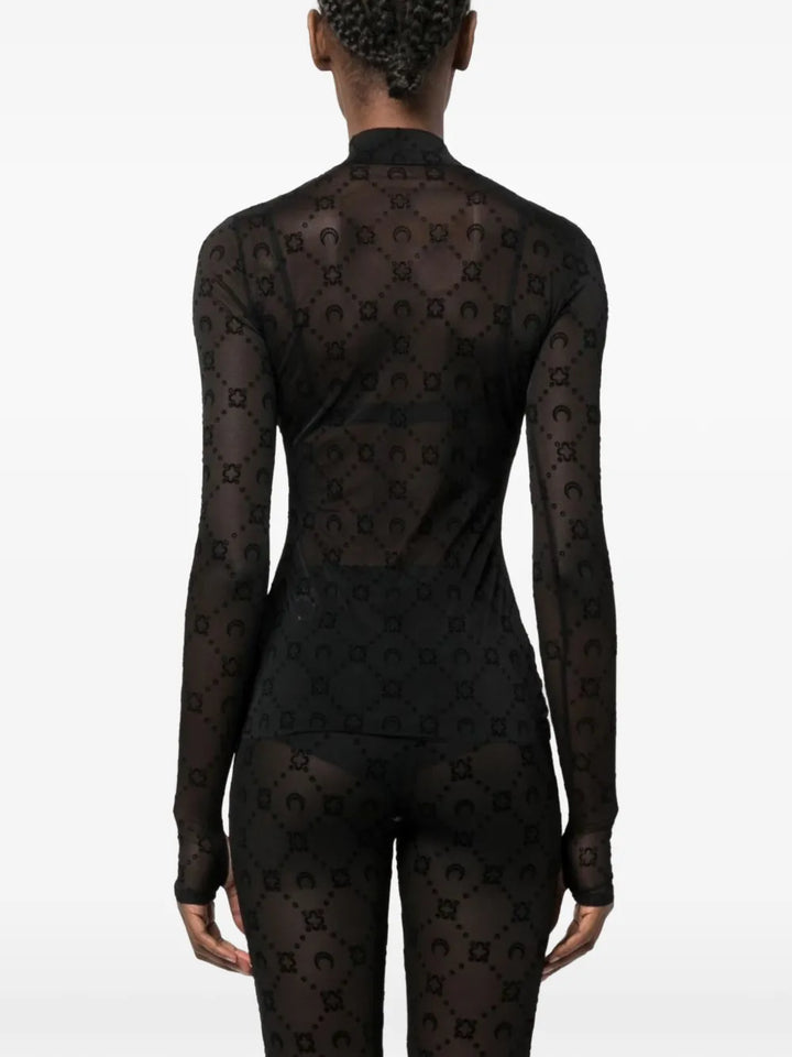 Marine Serre - Recycled Mesh Flock Second Skin Highneck Top