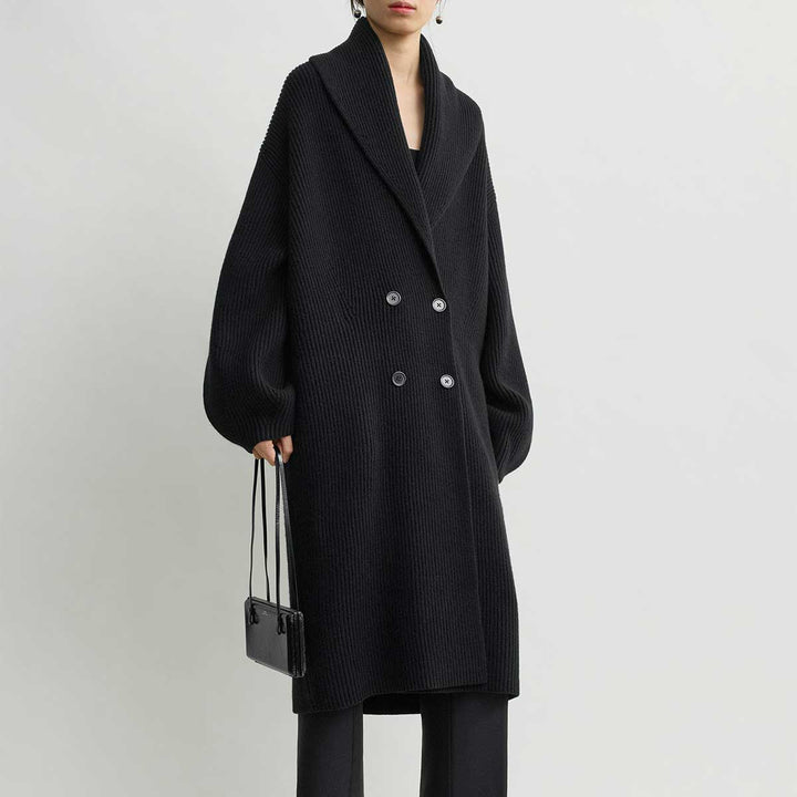 Long shawl-lapel cardigan