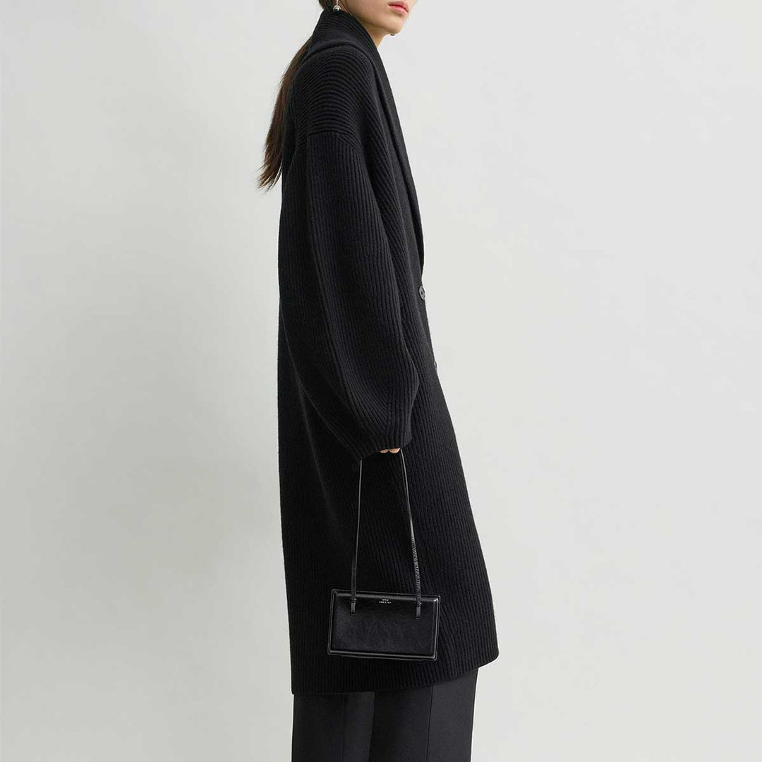 Long shawl-lapel cardigan