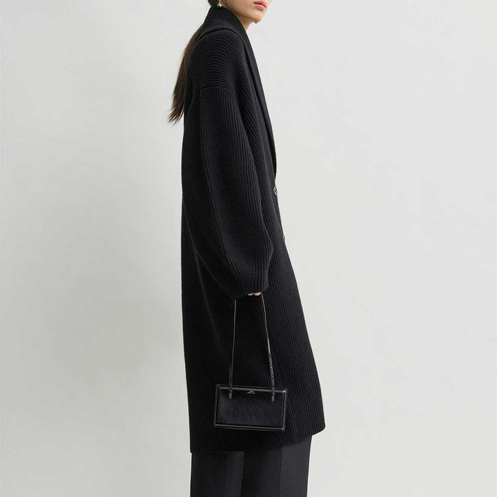 Long shawl-lapel cardigan