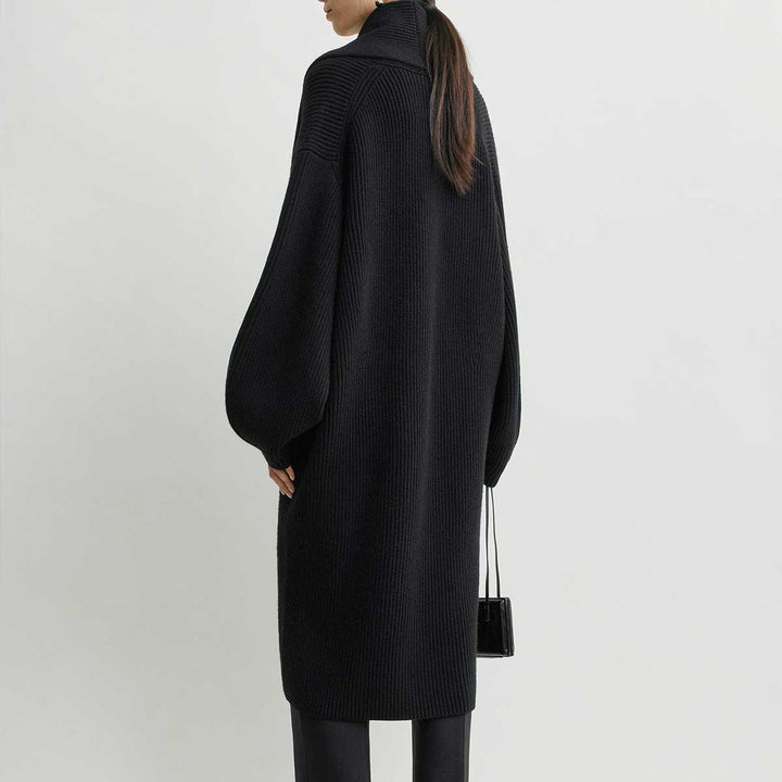 Long shawl-lapel cardigan