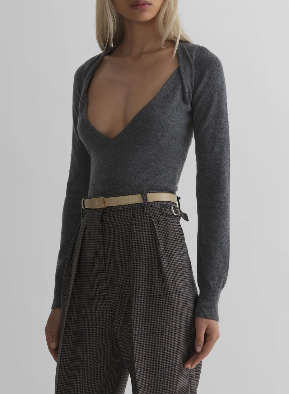 cashmere v-neck knit top