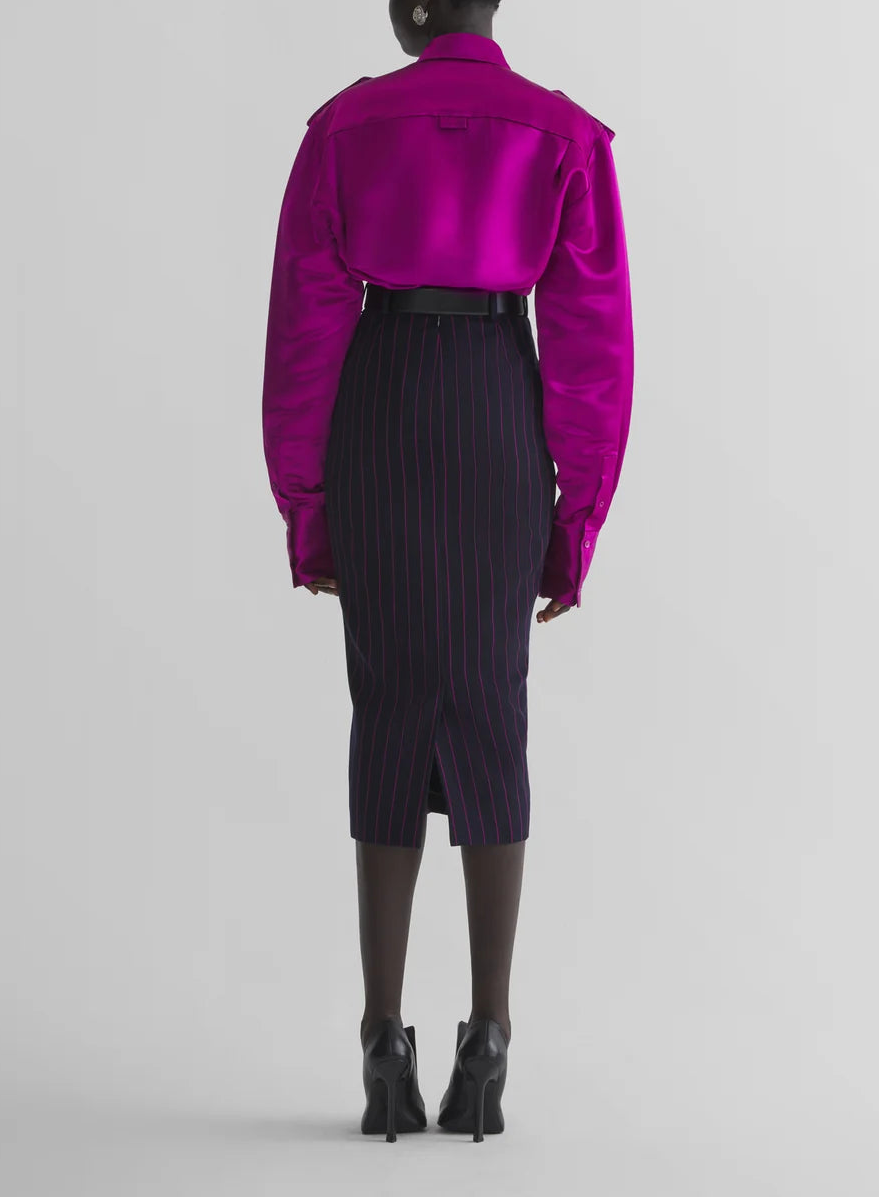 Pinstripe midi pencil skirt