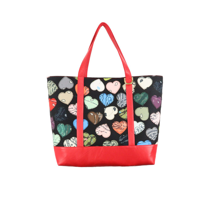 THE WORLD IS YOURS - Heart Patch Paisley Tote Bag (A)