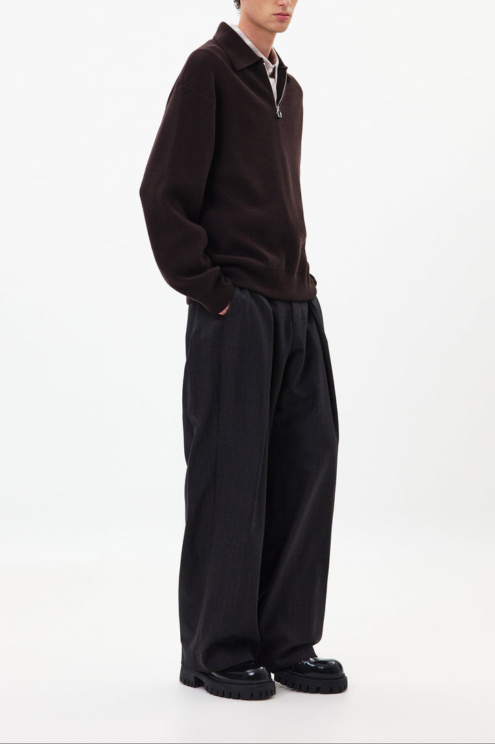 Brown Half-zip Sweater