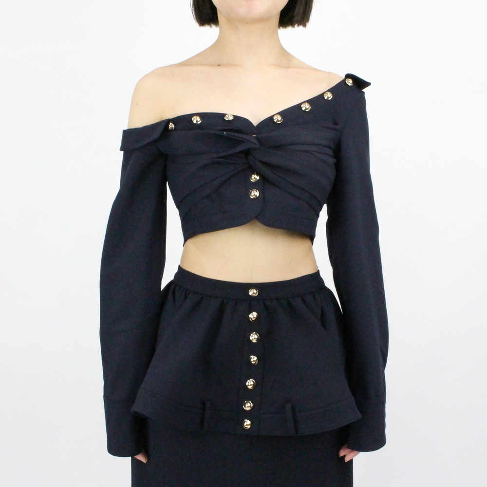 Rokh - ASYMMETRIC TWIST CROP BLOUSE