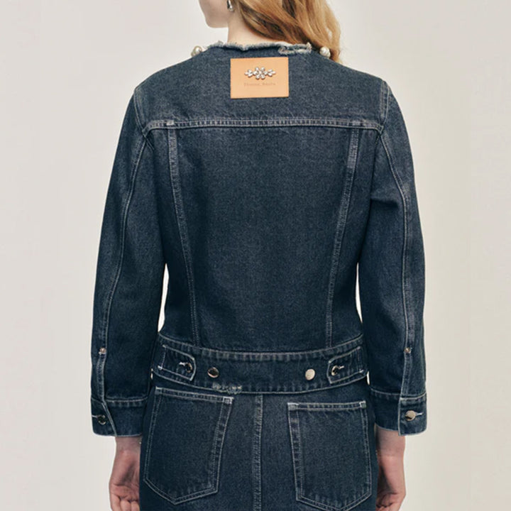 Simone Rocha - FITTED WAIST TAIL DENIM JACKET W/ TURBO EMB
