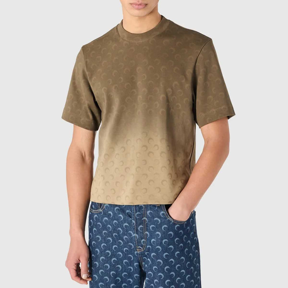 Marine Serre - Faded moon crewneck t-shirt organic cotton