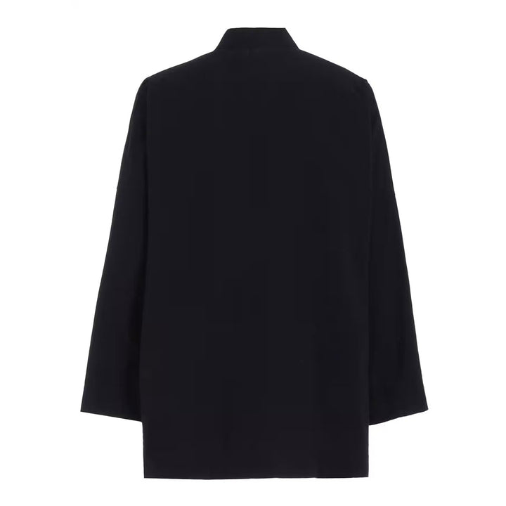 COTTON HEMP BROAD SHIRT WITH STAND COLLAR
