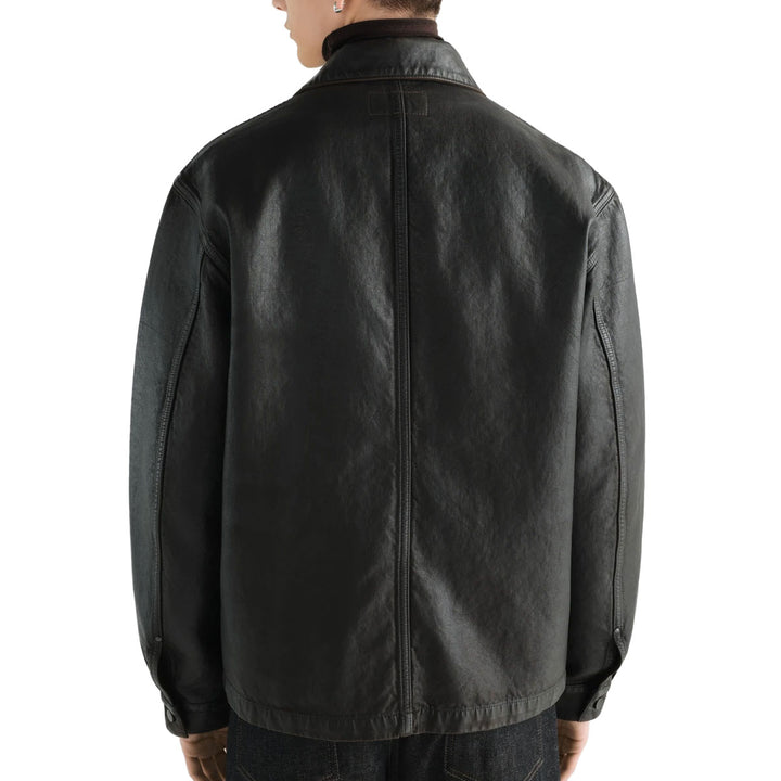 Coated denim workwear overshirt
