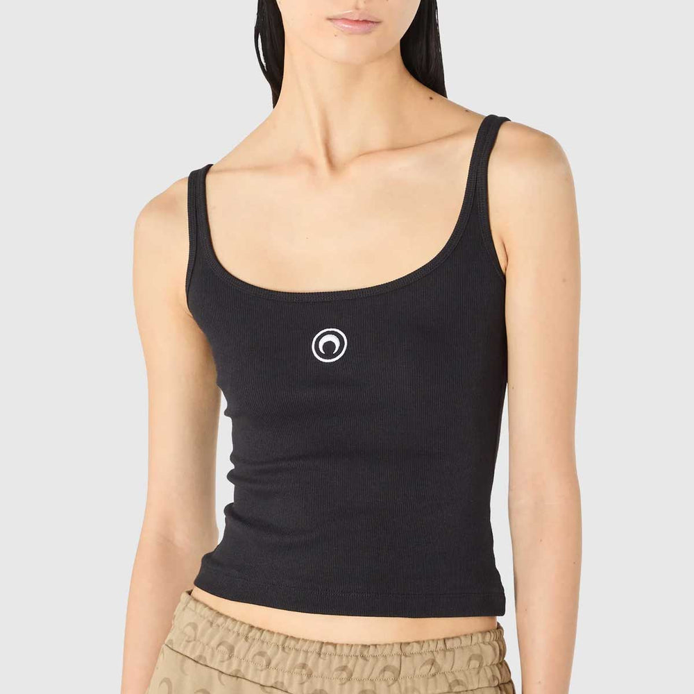 Marine Serre - Moon Logo Ribbed Jersey Cropped Tank Top