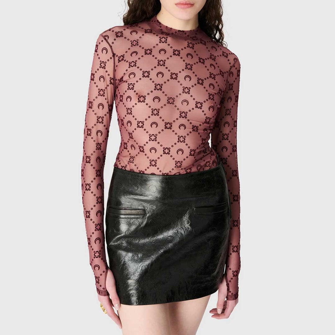 Recycled Mesh Flock Second Skin High Neck Top