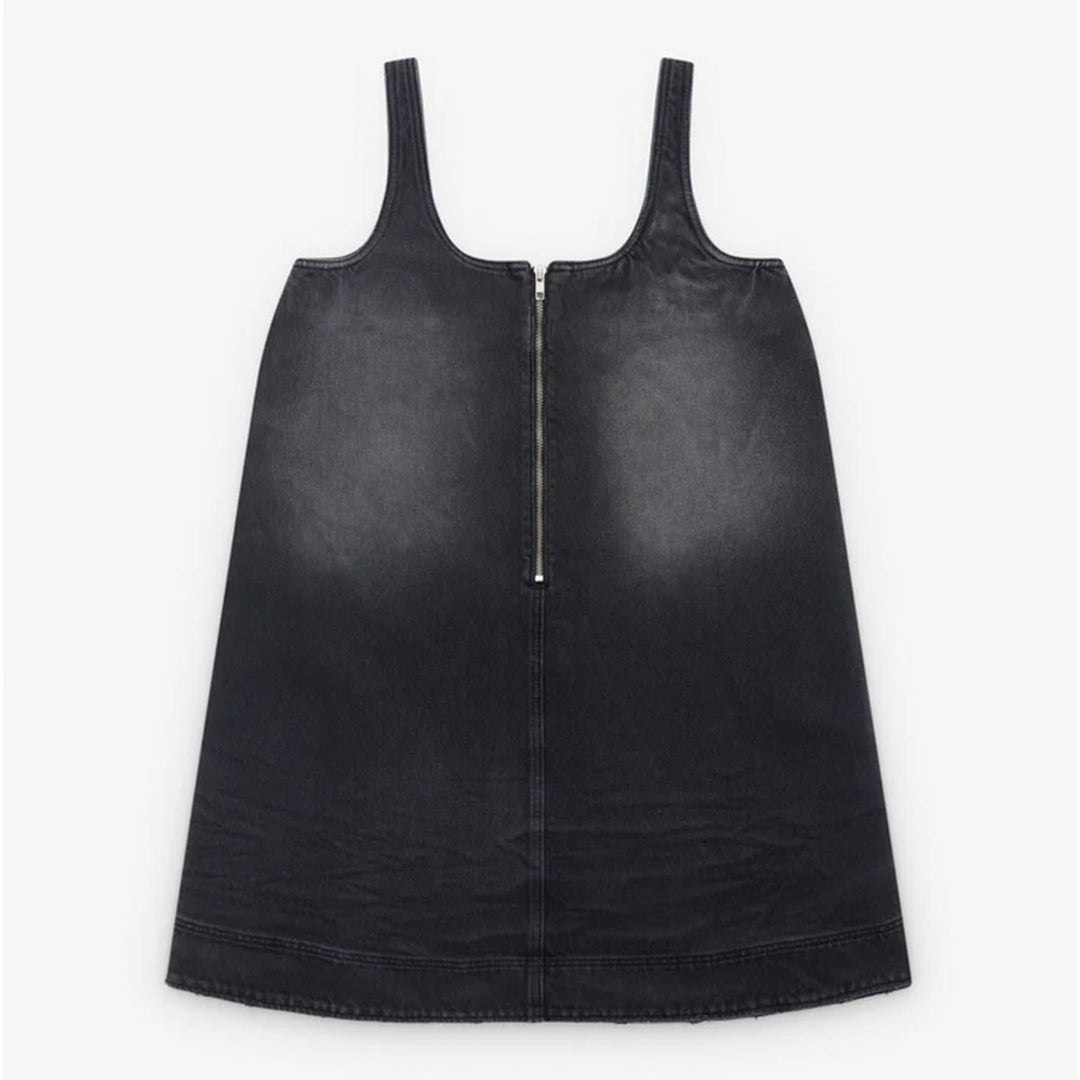 A-LINE DENIM MINI DRESS W/ EMB