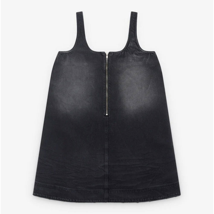 A-LINE DENIM MINI DRESS W/ EMB