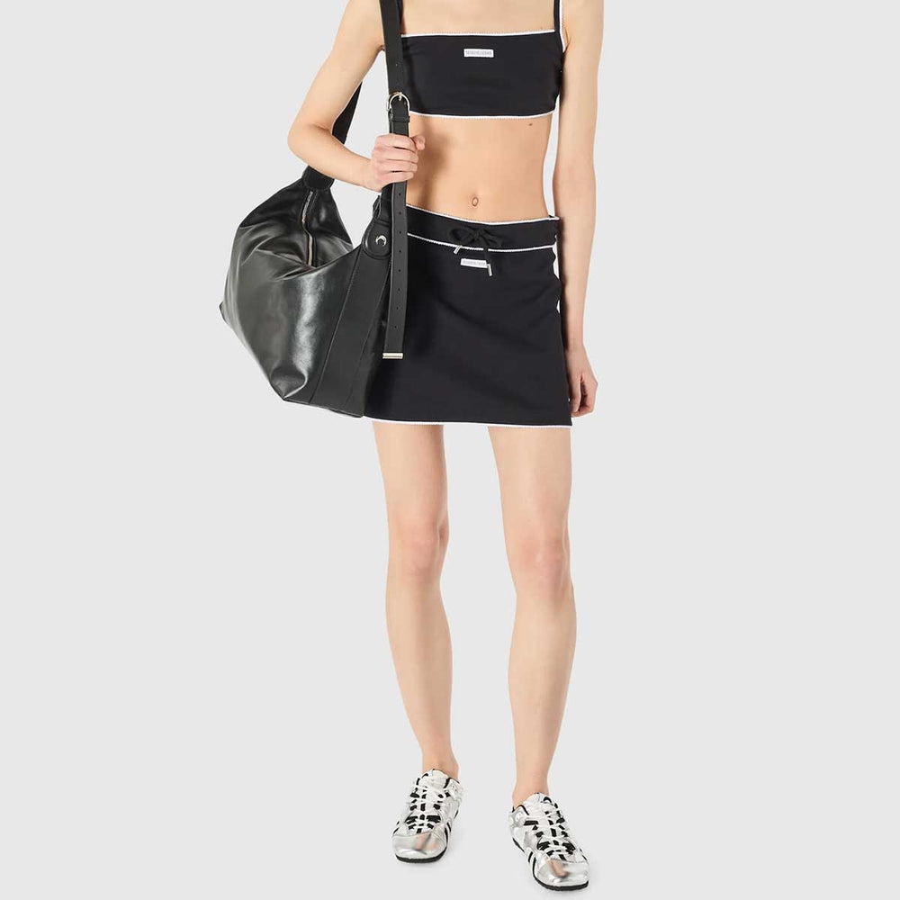 Marine Serre - Light Ribbed Jersey Drawstring-Waist Mini Skirt