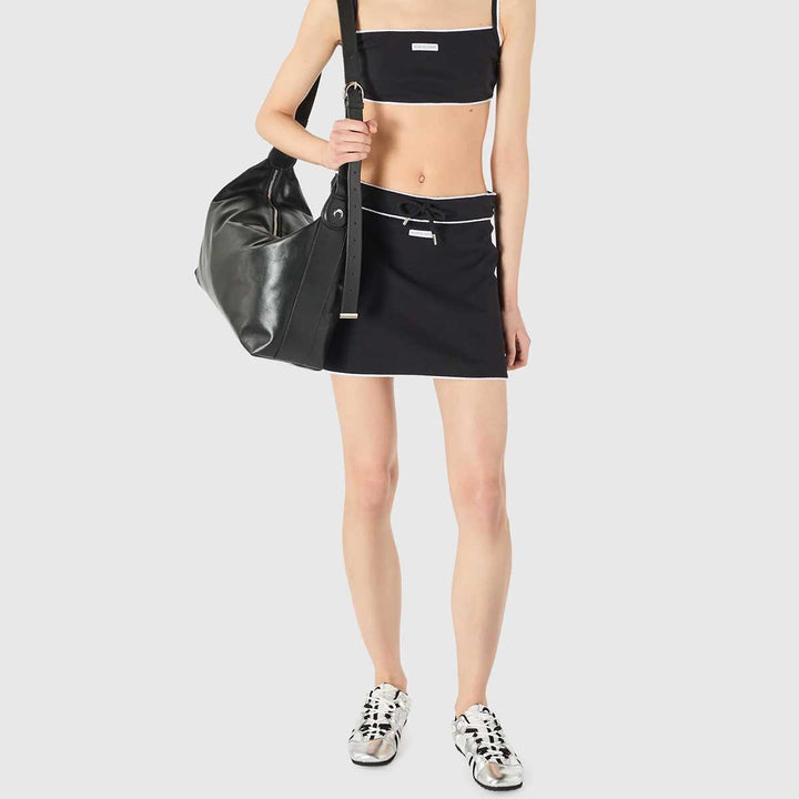 Marine Serre - Light Ribbed Jersey Drawstring-Waist Mini Skirt