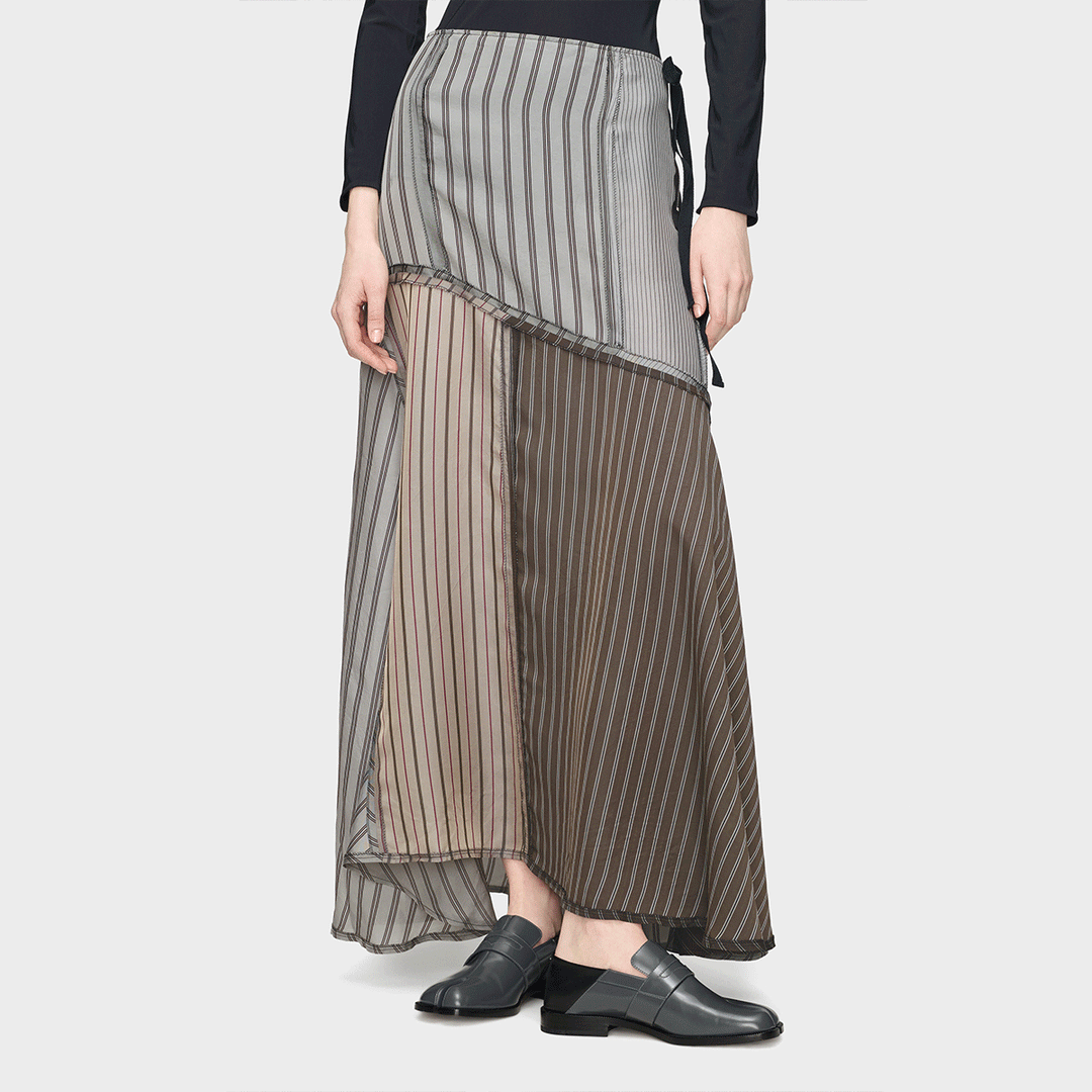 LINING PATCHWORK MIDI SKIRT