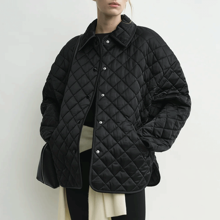 Collared quilted jacket