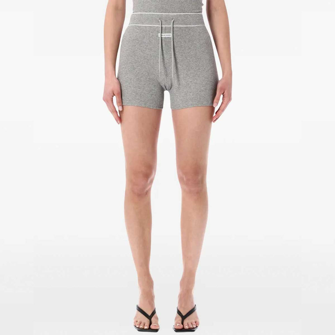 Marine Serre - Light Ribbed Jersey Drawstring-Waist Mini Shorts