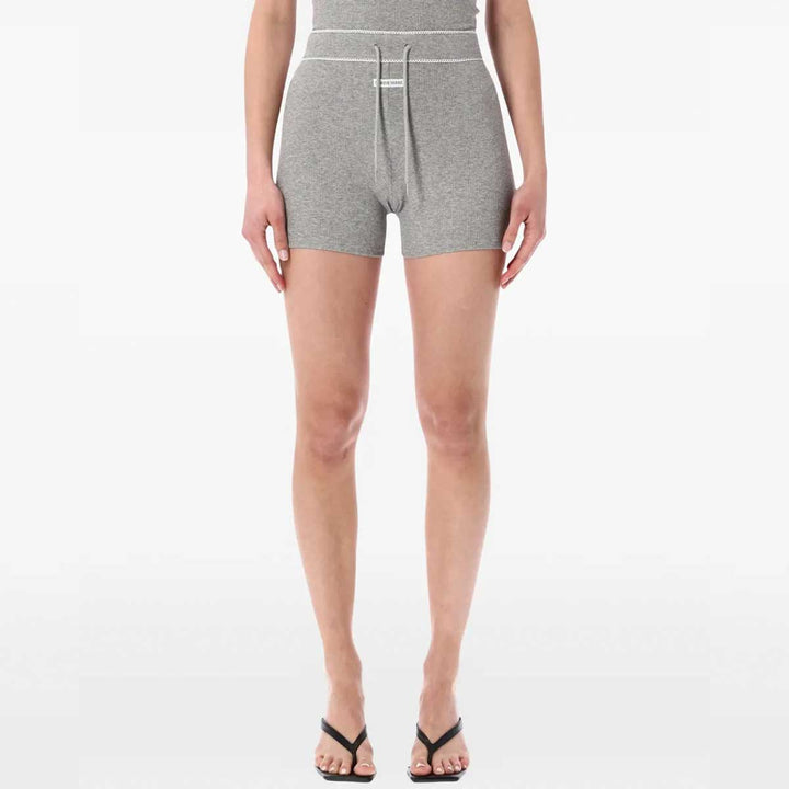 Marine Serre - Light Ribbed Jersey Drawstring-Waist Mini Shorts