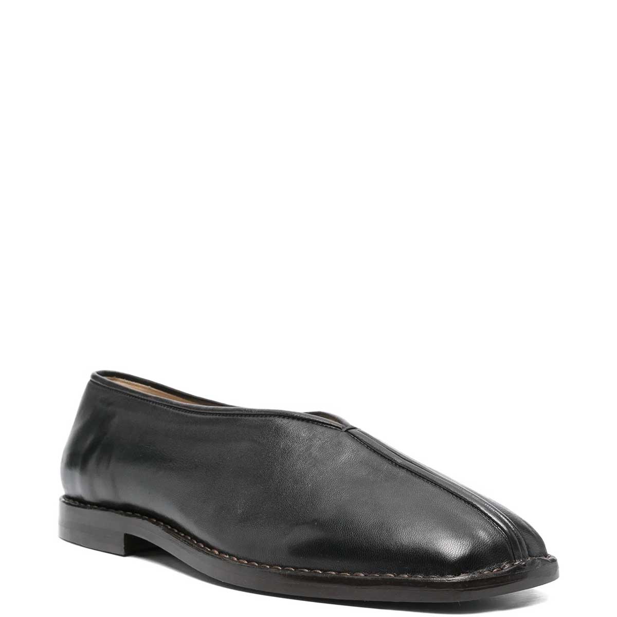 【新品・裏張り済】LEMAIRE フラットパイプドスリッパ 40 ブラック 箱付 LEMAIRE(ルメール) | レザーのフラットパイピングスリッパ