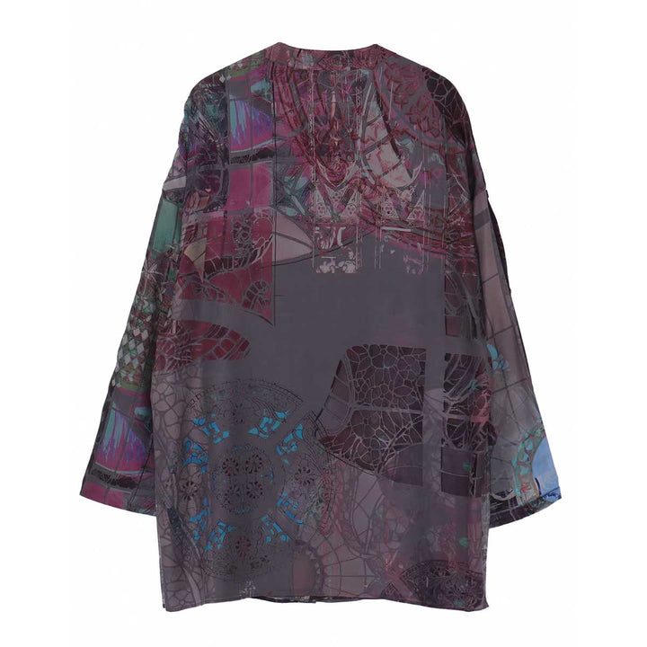 Yohji Yamamoto - BAROQUE PATTERN COLLARLESS BLOUSE