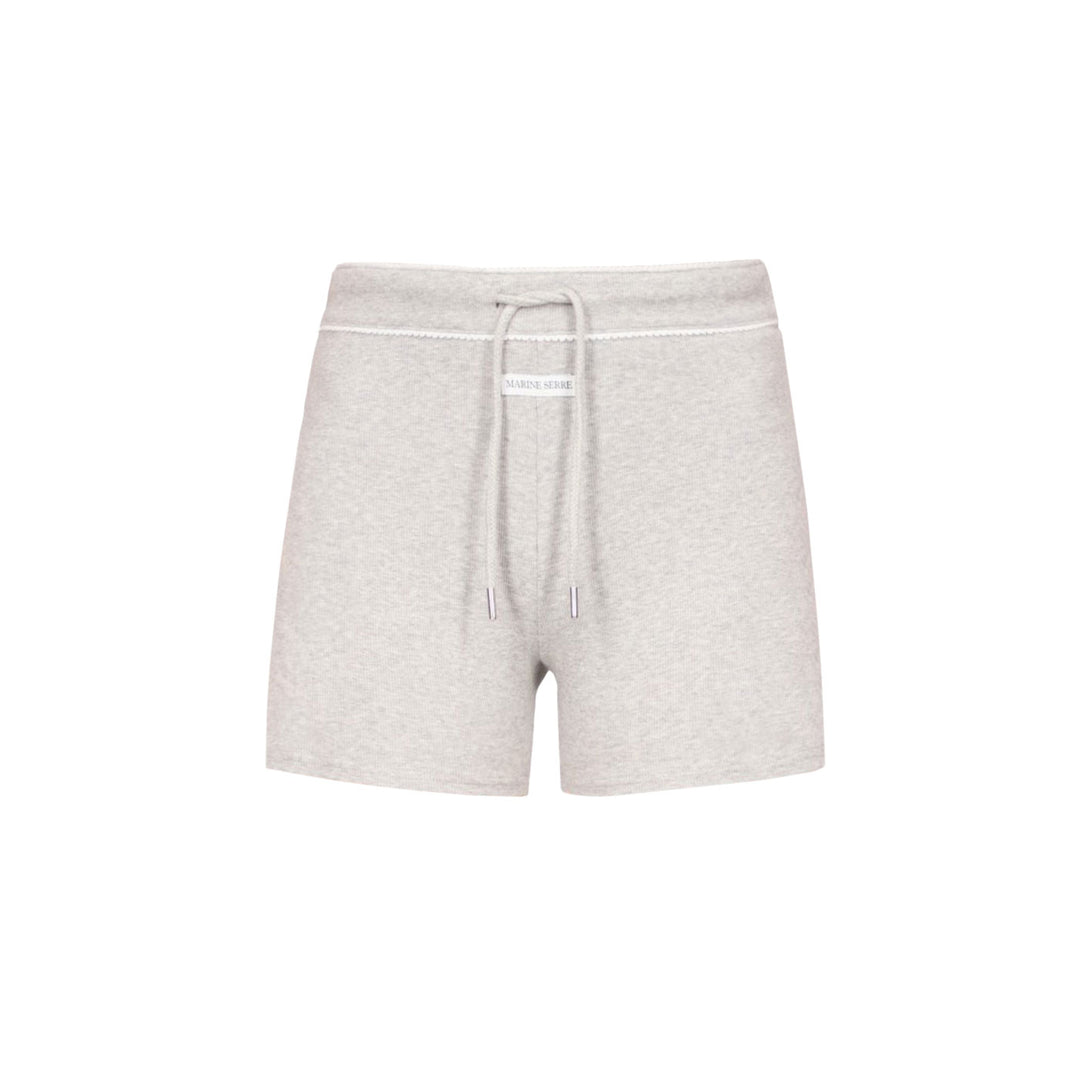 Marine Serre - Light Ribbed Jersey Drawstring-Waist Mini Shorts