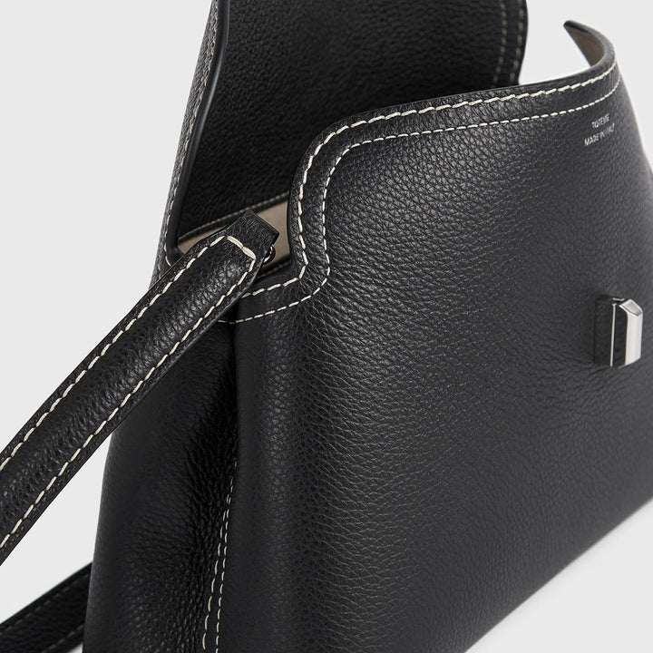 T-Lock Grained-Leather Clutch Black