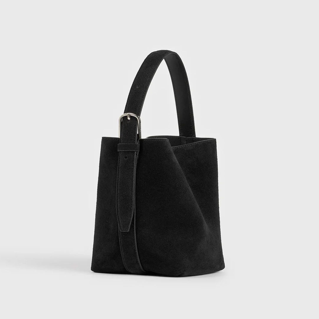 Small Belted suede tote