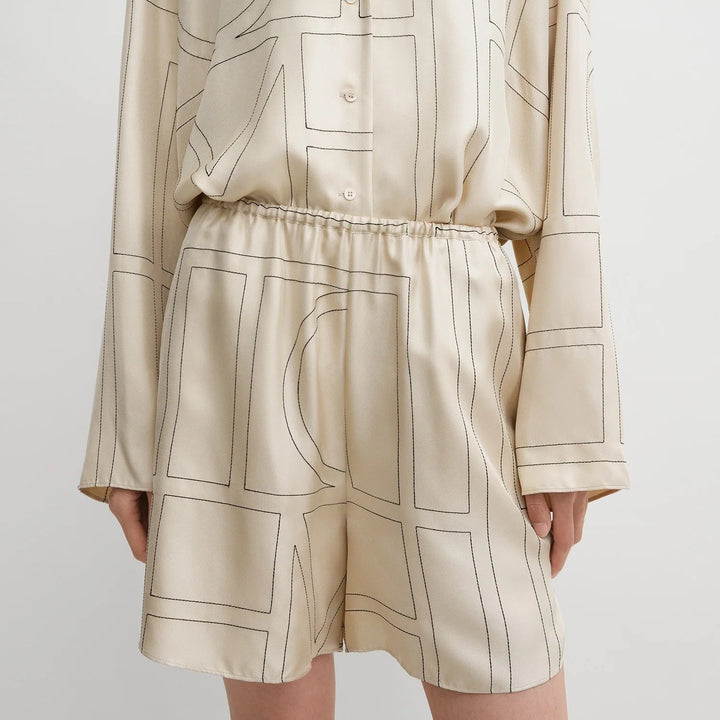 Monogram silk pj shorts ivory