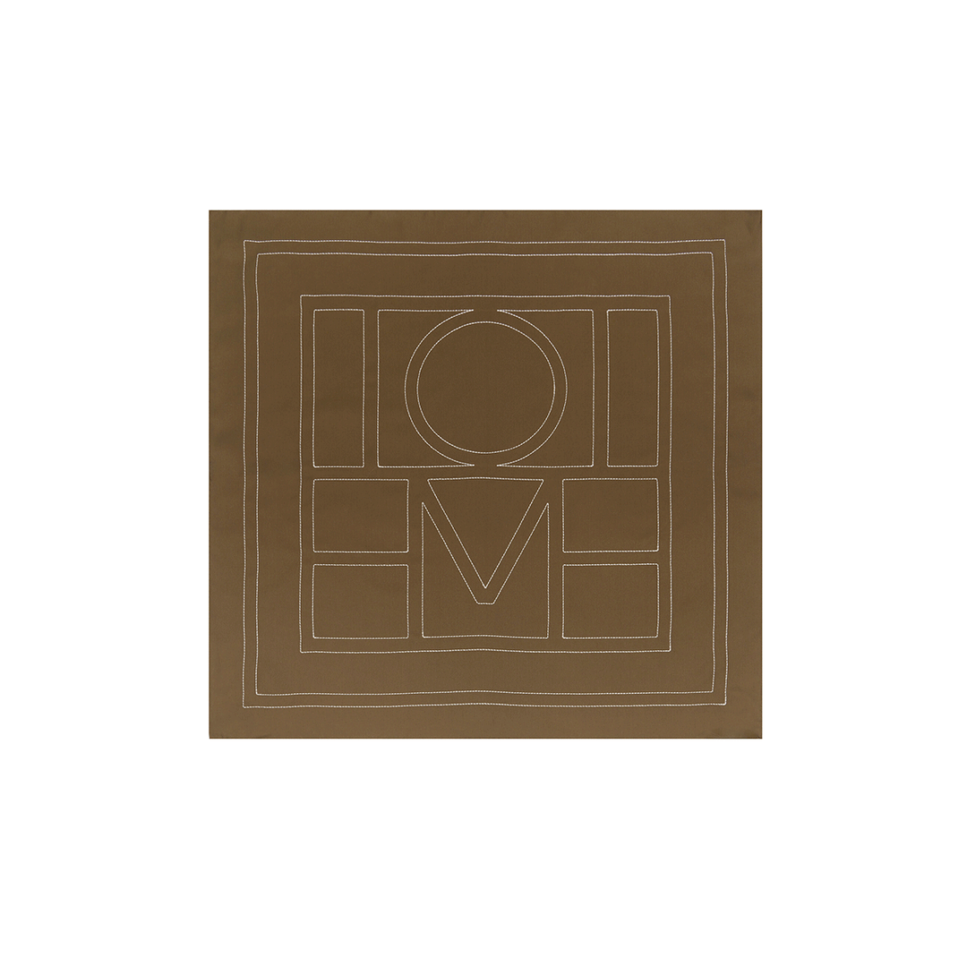 Embroidered monogram silk scarf