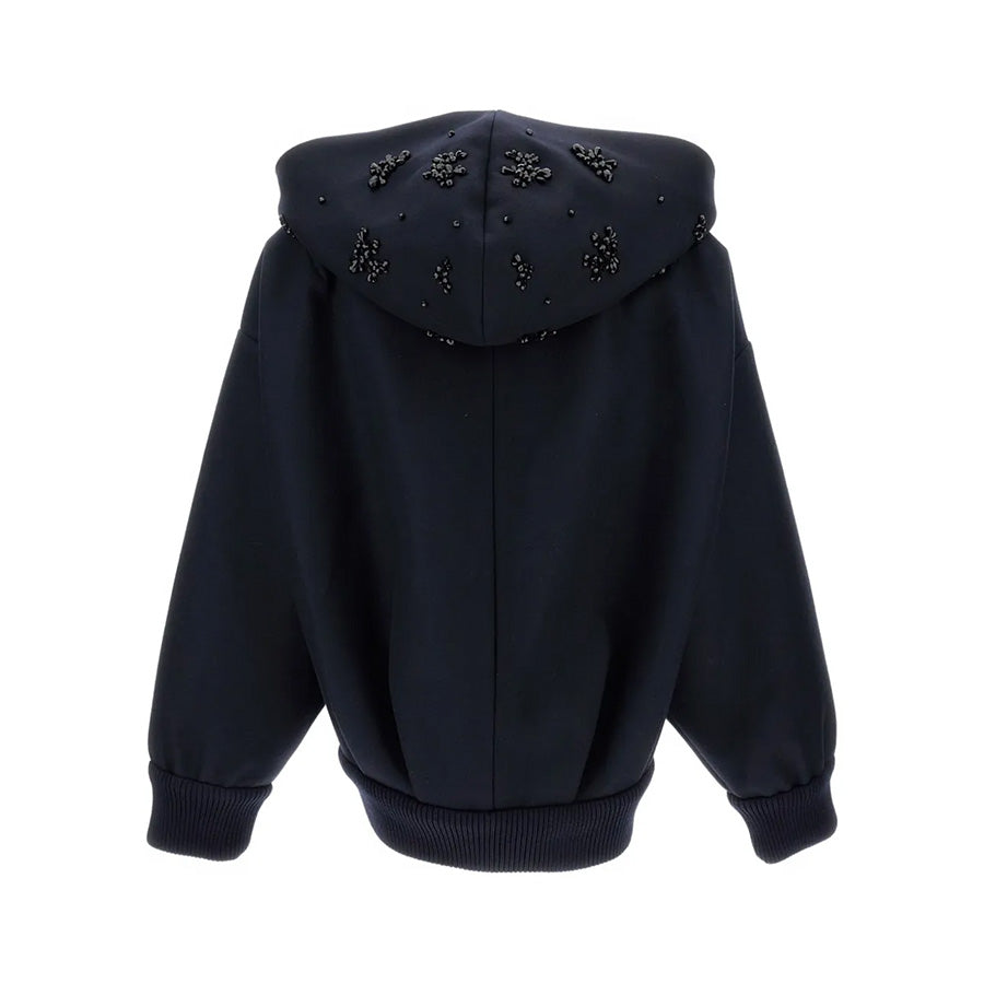 HOODED ZIP-UP BOMBER JACKET W/ HOOD EMB