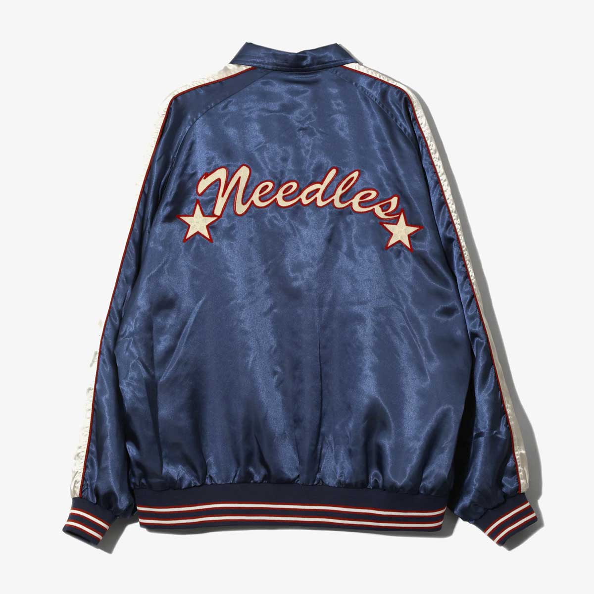 ニードルス　スタジャン　レザー　ネイビー　S 日本製 NEEDLES(ニードルズ) | Stadium Jacket - Poly Sateen スタジアム