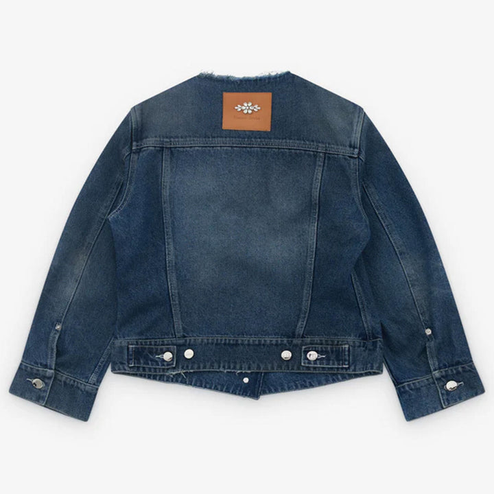 FITTED WAIST TAIL DENIM JACKET W/ TURBO EMB
