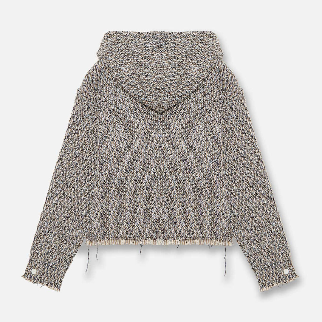 HERRINGBONE CROPPED HOODY – NAVY