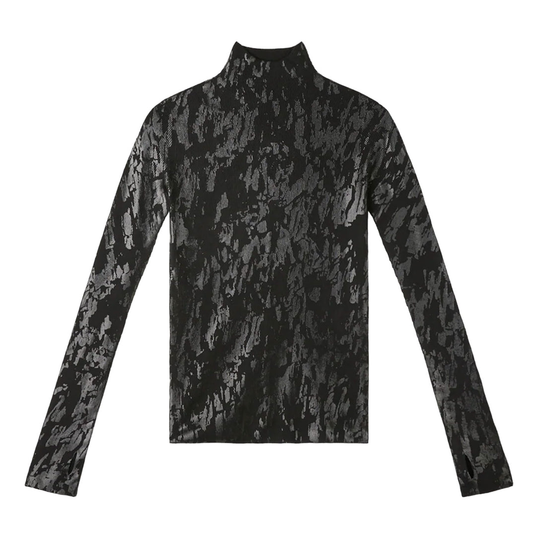 SOFT PORTRAIT FOIL HIGHNECK LONG SLEEVE TOP