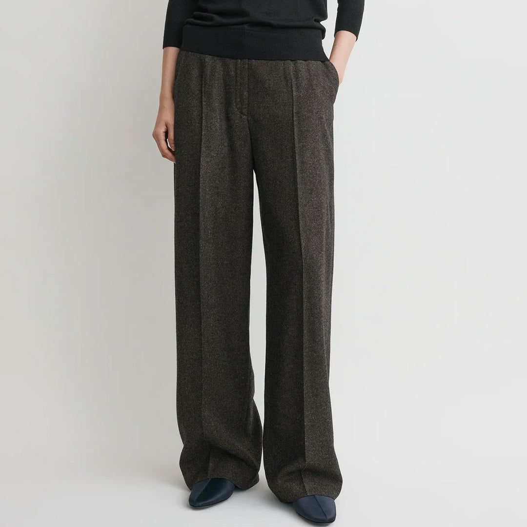 Wide flannel trousers charcoal petite