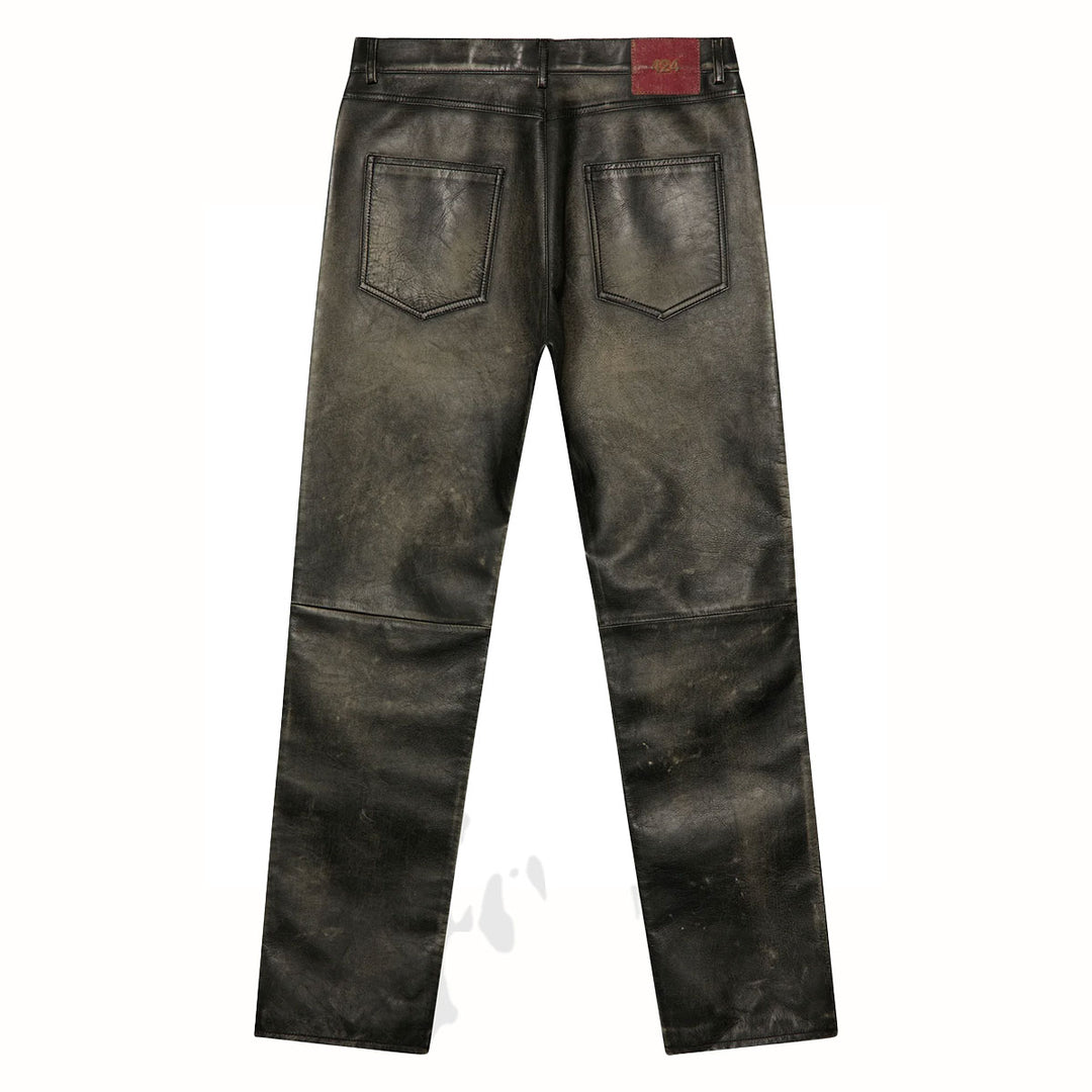 Black Leather Rub Off Pant