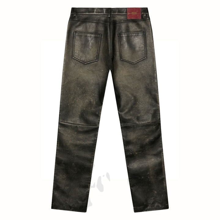 Black Leather Rub Off Pant